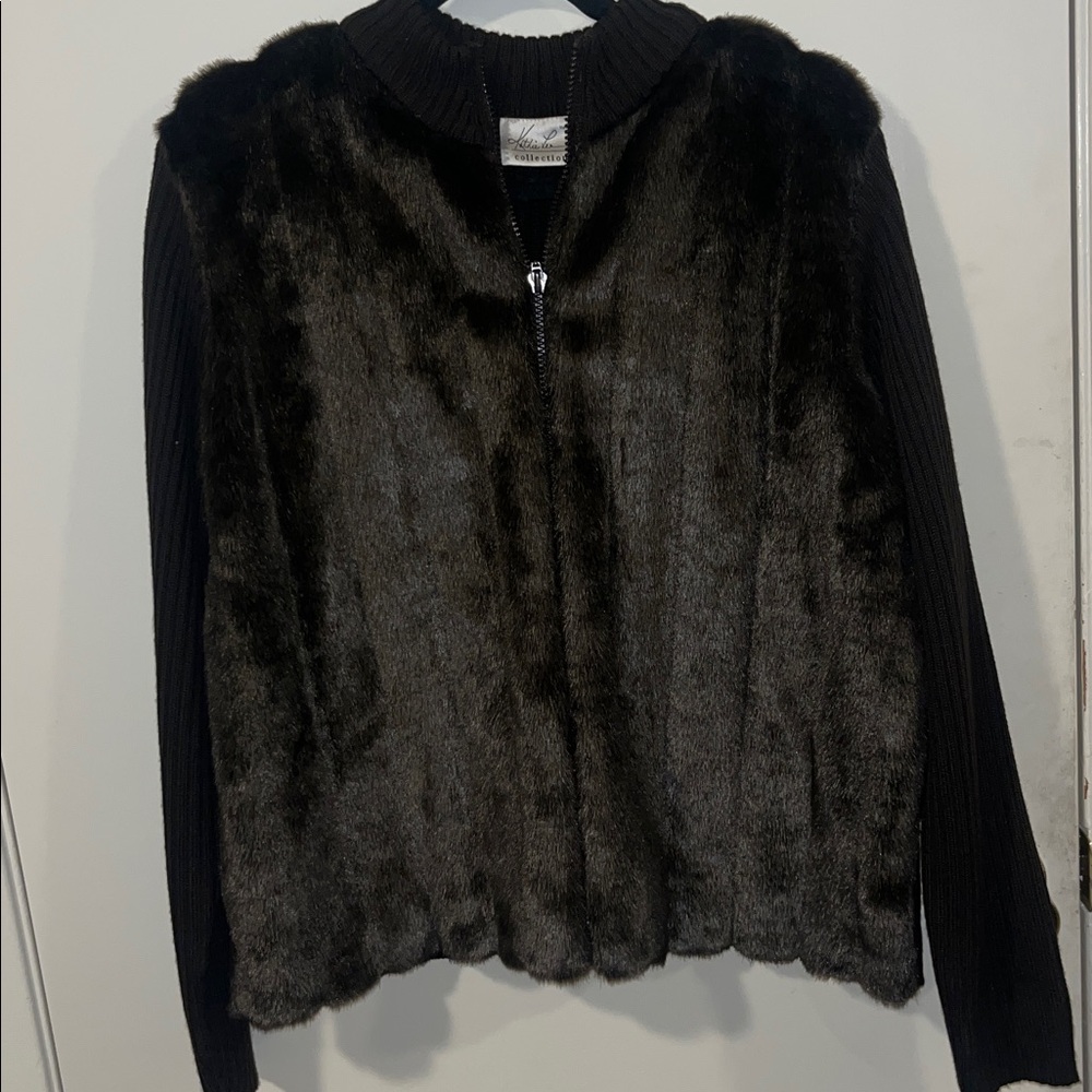 Adrienne Landau chocolate brown Fo- Fur Jacket